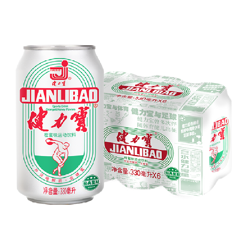 JIANLIBAO 健力宝 国潮经典罐橙蜜味运动碳酸饮料330ml×6罐含优质蜂蜜 ￥6.6