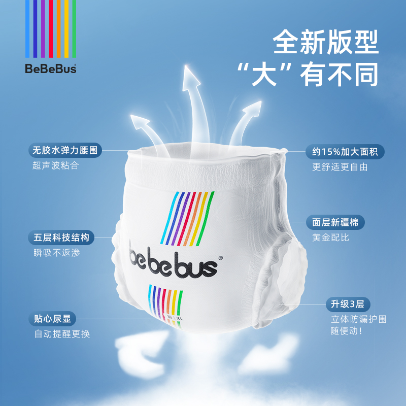 BeBeBus 装仔拉拉学步裤透气男女宝宝尿不湿非纸尿裤L/XL/XXXL大码 84.55元