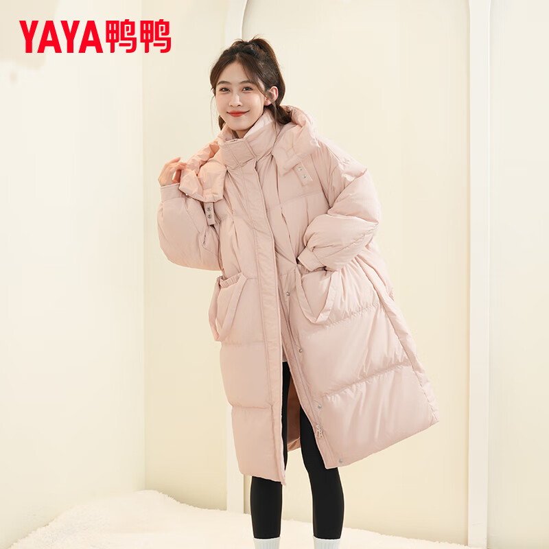 移动端、京东百亿补贴：YAYA 鸭鸭中长款羽绒服女2024冬季连帽加厚保暖时尚