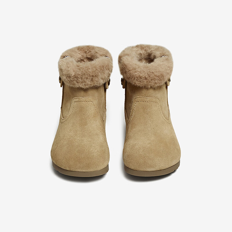 百思图 25冬雪地靴简约时尚户外休闲女短靴F1061DD5 驼色 115.6元