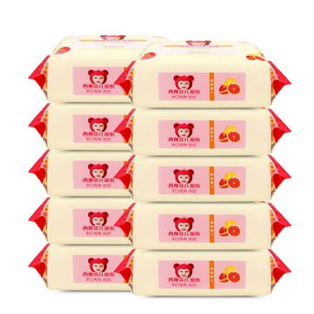漂亮宝贝 西柚手口湿巾含VC的湿巾100抽带盖*10包