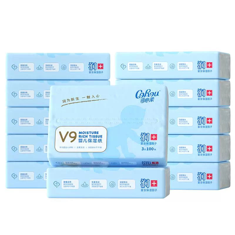 CoRou 可心柔 V9润+系列 婴儿纸面巾100抽24包 ￥89.42