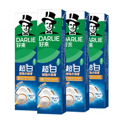 88VIP：DARLIE 好来 超白小苏打牙膏 冷压椰子油140g*4*4件 返后104.67元，合单价26