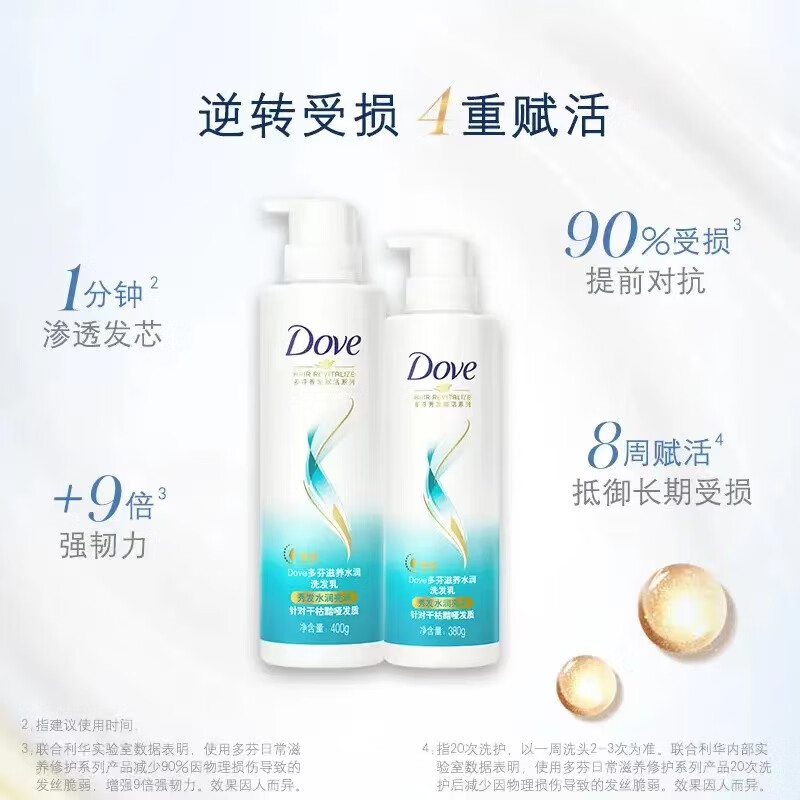 Dove 多芬 滋养水润洗发水400g+380g套装 20.8元（需用券）