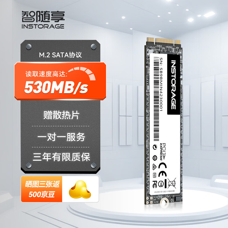 INSTORAGE 智随享 240GB SSD固态硬盘 M.2接口SATA协议 读速530MB/S S200系列 480G 131元