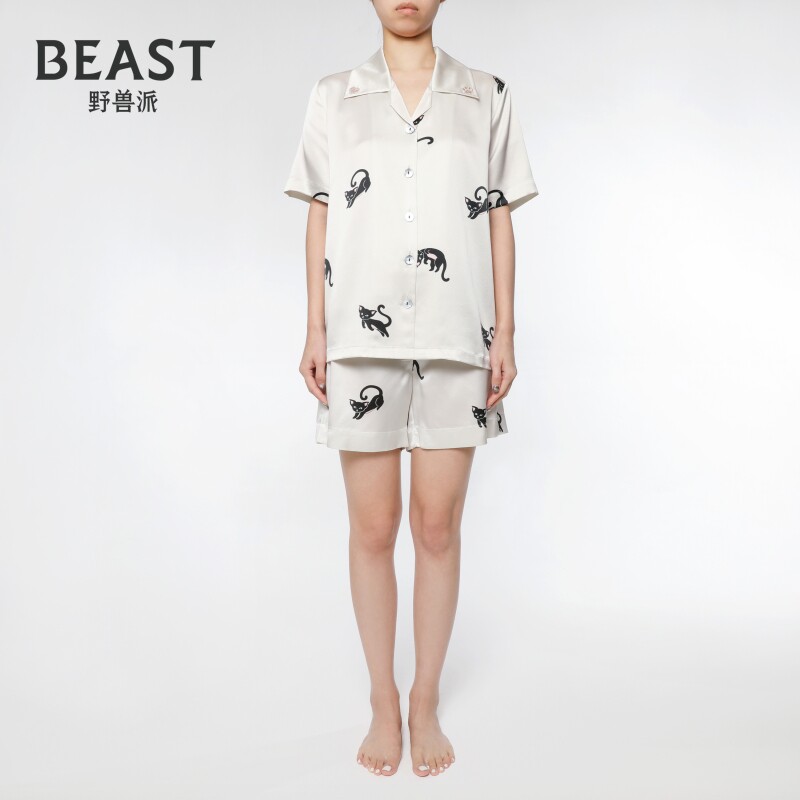 88VIP：野兽派 男女通用 小黑猫真丝家居服 123455 1708.1元