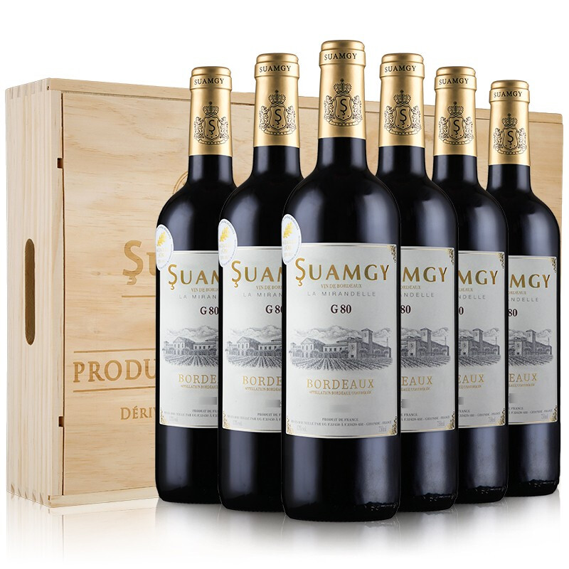 移动端：Suamgy 圣芝 G80波尔多AOC赤霞珠干红葡萄酒 750ml*6瓶 整箱木箱装 法国