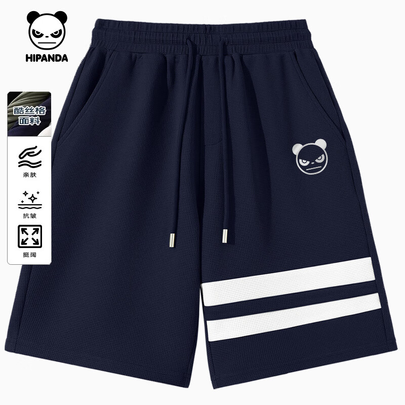 HIPANDA 美式厚刻抗皱五分裤 Logo-0.7厚板亮面斜纹 59.9元(需领券)
