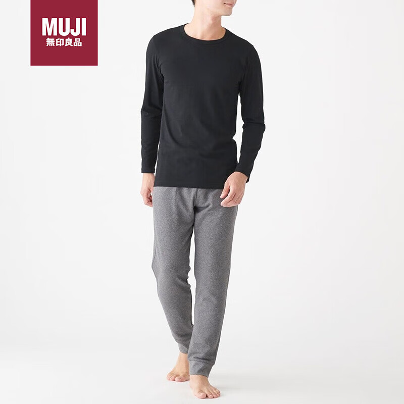 MUJI 無印良品 男式 v领打底衫 黑色 男式M 39.5元