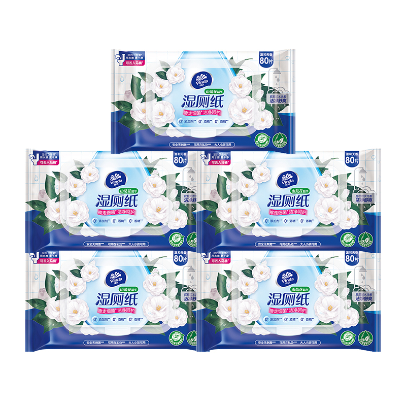 维达 湿厕纸 家庭装80片*5包 山茶花精华 26.89元（需买3件，需用券）