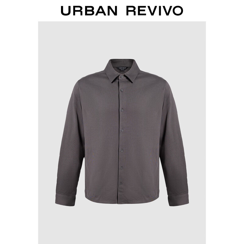 URBAN REVIVO UR2024秋季男装时尚静奢风棉质长袖开襟衬衫UMU240050 深灰 L 249元（