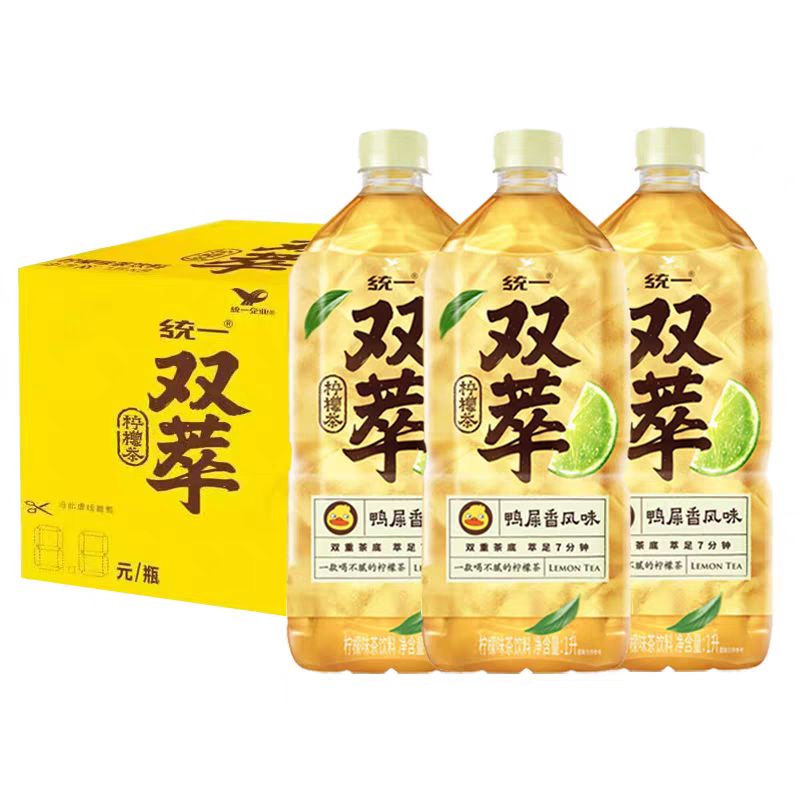 统一 双萃柠檬茶饮料1L*8瓶整箱 23.9元