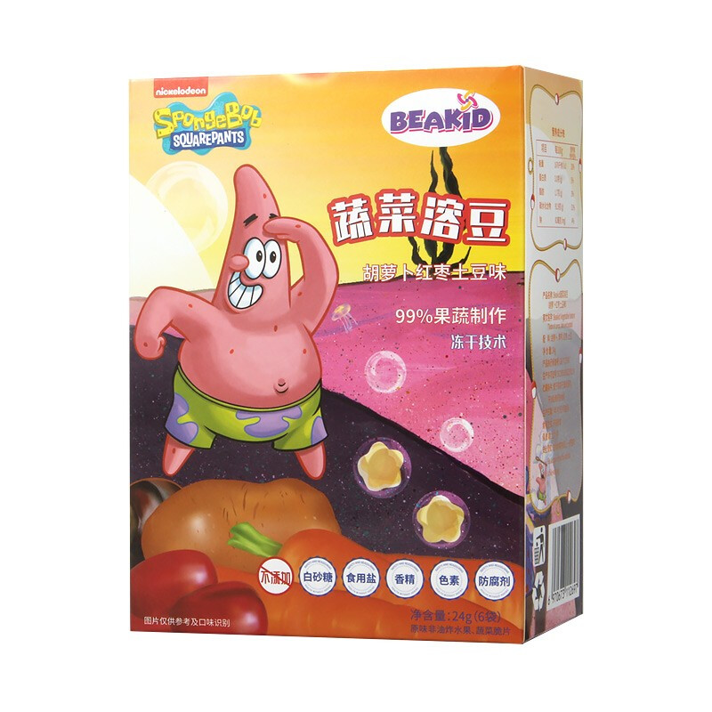 未零 BEAZERO Beakid 蔬菜溶豆 胡萝卜红枣土豆味 24g 16.03元