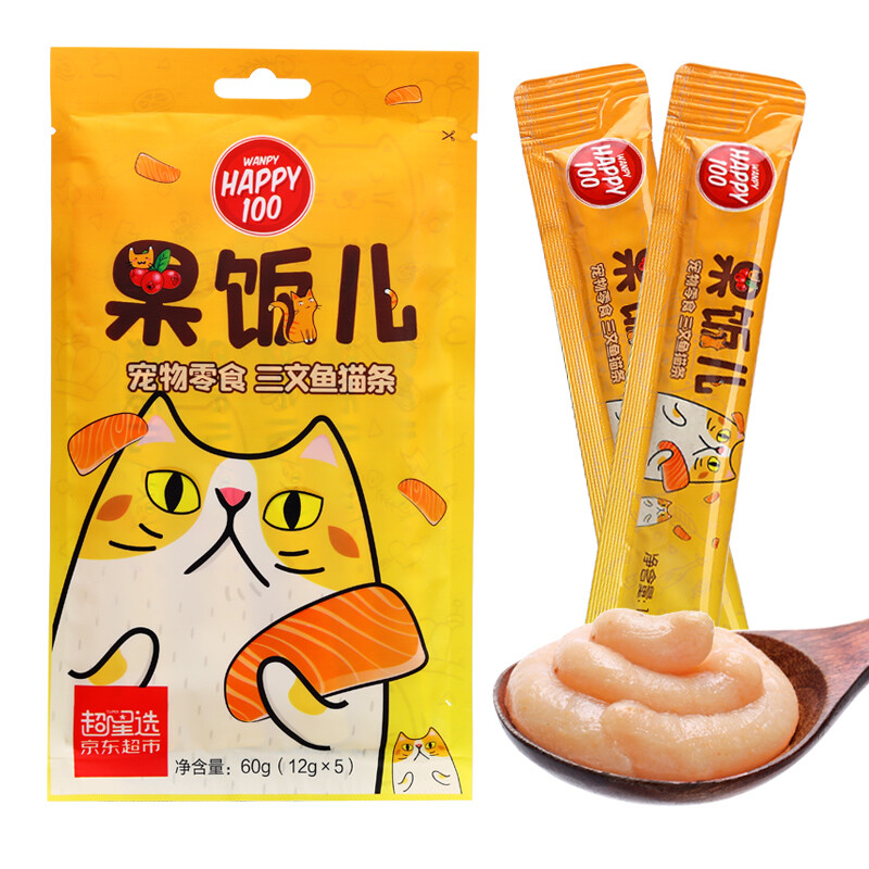 Wanpy 顽皮 果饭儿猫条60g(12g*5条) 三文鱼味 猫零食猫湿粮 成幼猫 猫咪零食 8.9