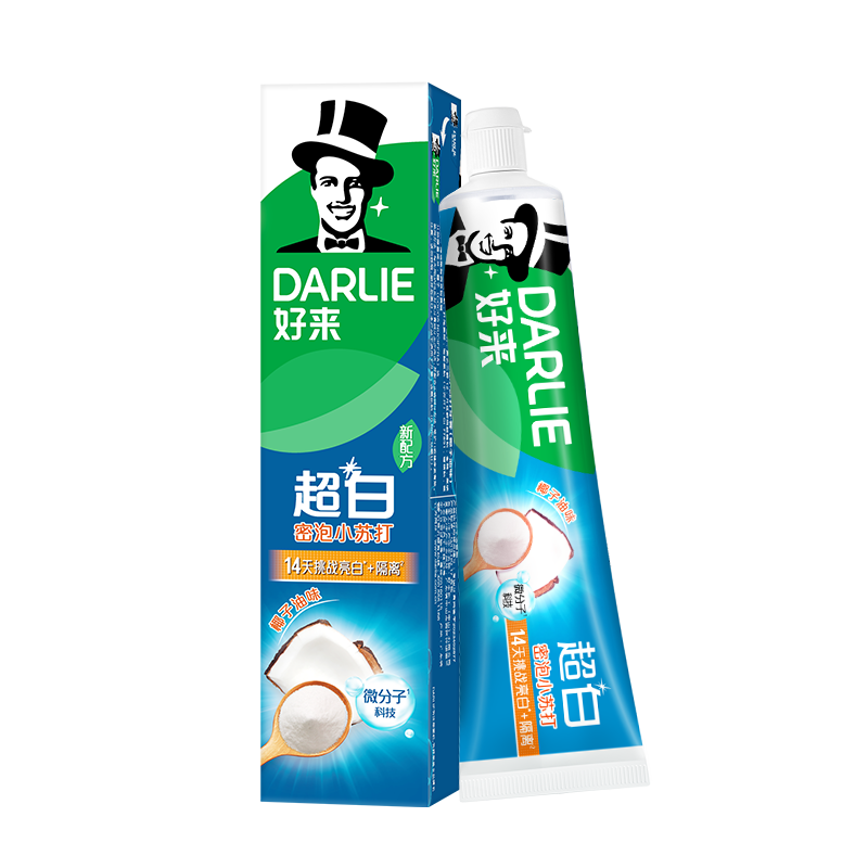 PLUS会员：DARLIE 好来(原黑人)胖东来同款小苏打超白密泡牙牙膏 190g 8.9元（需