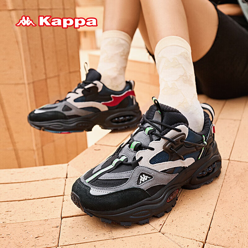 Kappa 卡帕 解构老爹鞋男女同款春季轻便软底运动鞋 黑色 43 330元