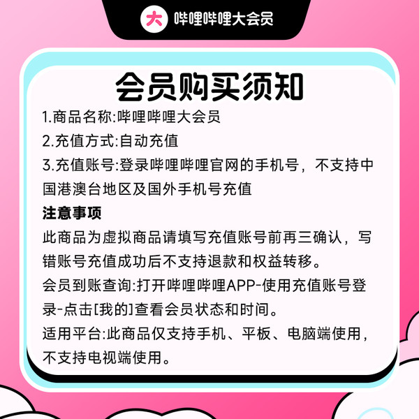 bilibili 哔哩哔哩 大会员年卡12个月