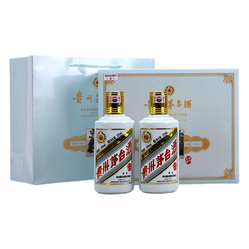 京东百亿补贴：茅台 MOUTAI 生肖纪念 癸卯兔年 酱香型白酒 53度 375ml*2 礼盒装