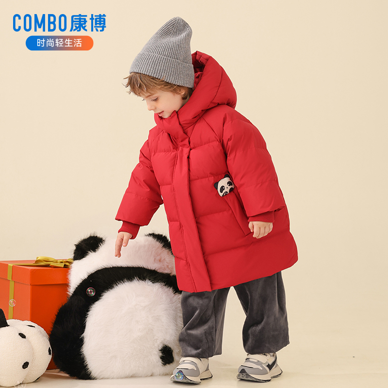 康博 COMBO 儿童羽绒服男童可爱冬季男宝宝洋气中长款加厚保暖中小童外套 14
