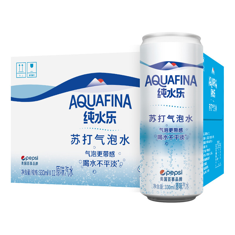 AQUAFINA 纯水乐 pepsi 百事 纯水乐苏打气泡水330ml*12听 27.12元