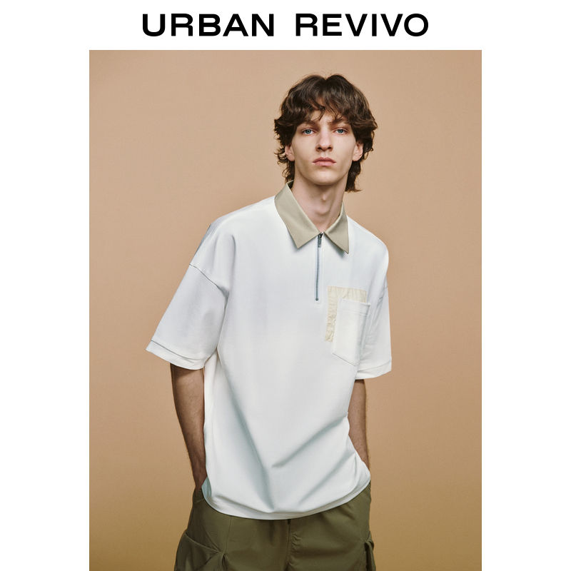 百亿补贴：URBAN REVIVO UR2024男装宽松半拉链短袖T恤UML440068 70.4元