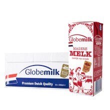 荷高(Globemilk) 脱脂纯牛奶200ml*24整箱装