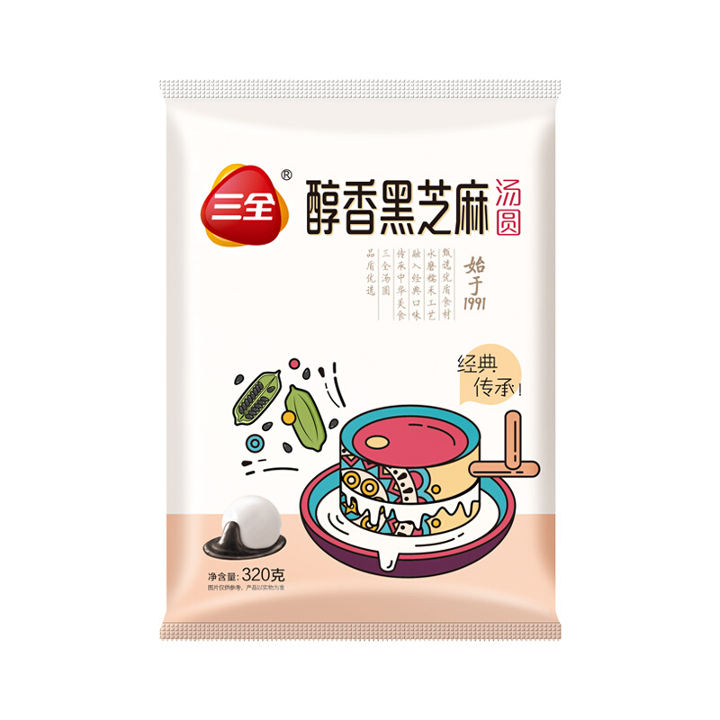 三全 醇香黑芝麻汤圆 320g 5.44元