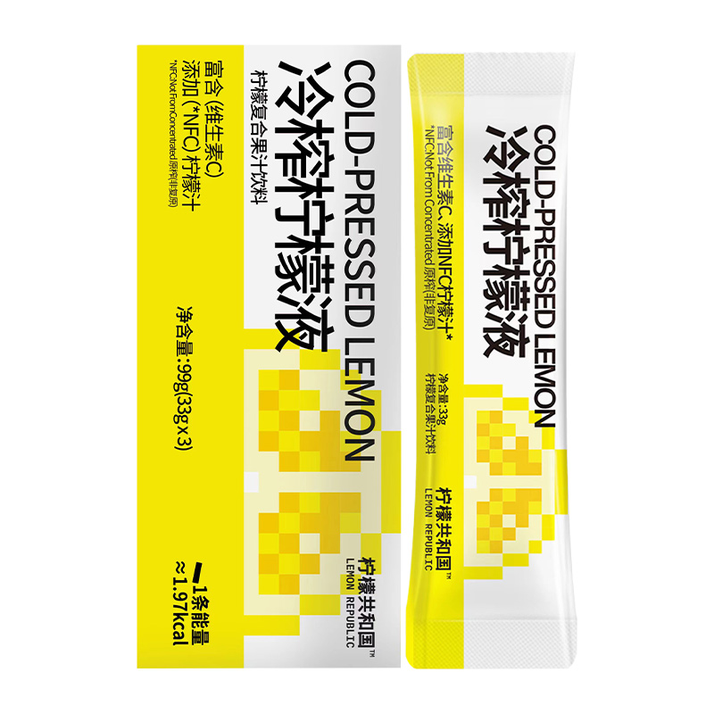 88VIP：Lemon Republic 柠檬共和国 冷榨柠檬汁 33g*3条 6.56元