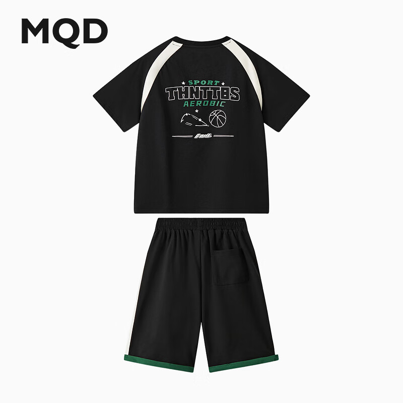 MQD 马骑顿 男大童运动篮球足球短袖套装 黑色 99元（需用券）