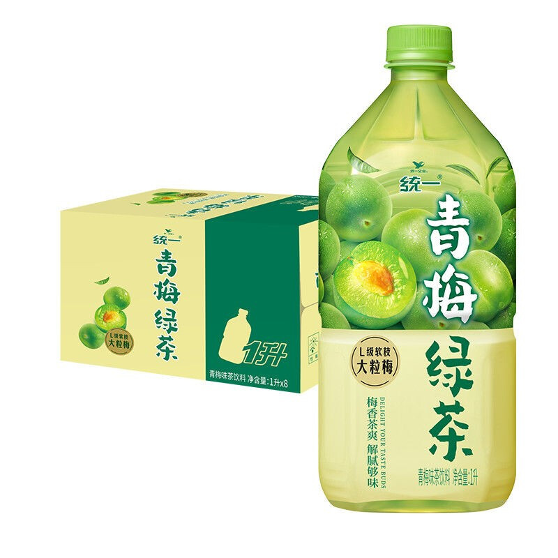 统一 青梅绿茶 1升*8瓶 整箱 22.83元（需买2件，需用券）