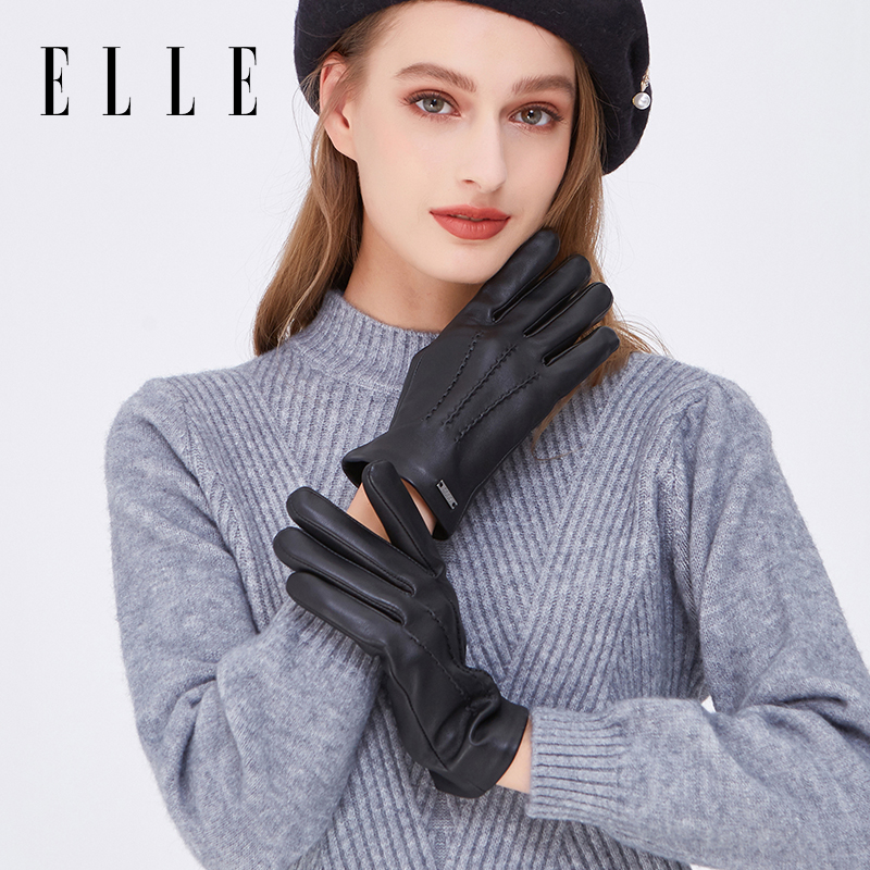 ELLE 她 女士手套 21WE31033 藏青 M 119元（需买3件，共357元）