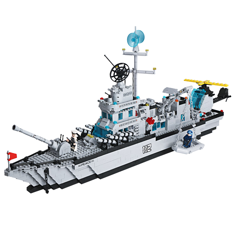 plus会员、需首购：搭一手航空母舰军事军舰中国积木6-12岁儿童玩具男孩生