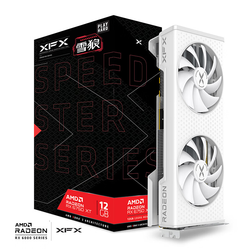 plus会员：讯景（XFX）AMD RADEON RX6750XT 12GB 雪狼 白色电竞游戏办公电脑独立显