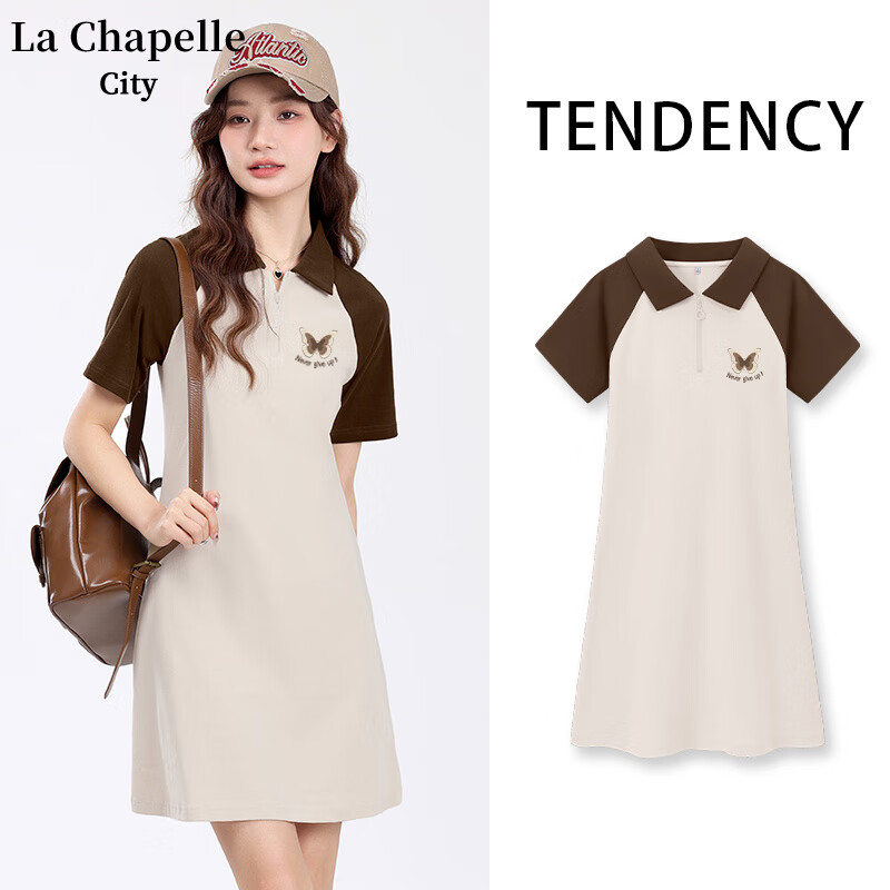 La Chapelle City 拉夏贝尔 女士polo领撞色连衣裙 59.35元（需用券）