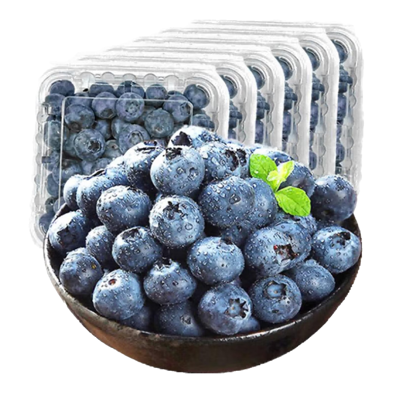 京东百亿补贴、plus会员立减:京丰味 新鲜国产蓝莓水果 125g/盒*6盒 精选中大