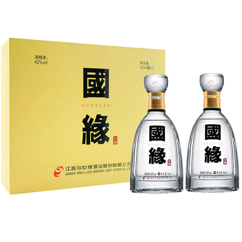 88vip:今世缘 国缘 四开 42%vol 幽雅醇厚型白酒 500ml*2瓶 礼盒装