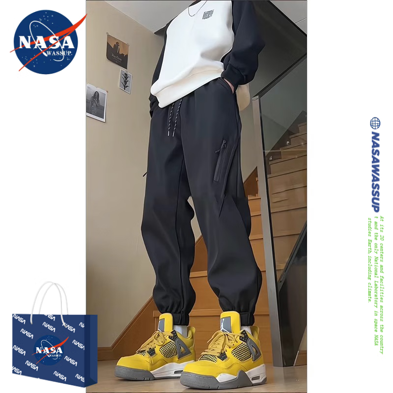 NASA WASSUP 东北加绒软壳冲锋裤男秋冬款美式机能裤子男款配马丁靴束脚工装
