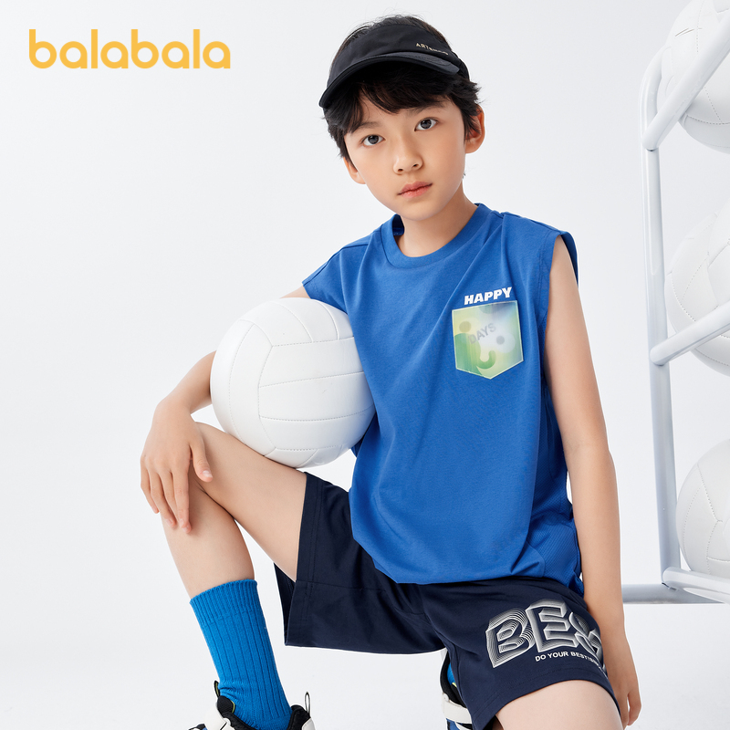 88VIP：巴拉巴拉 童装儿童背心男童夏装中大童无袖运动时尚韩版炸街舒适薄 