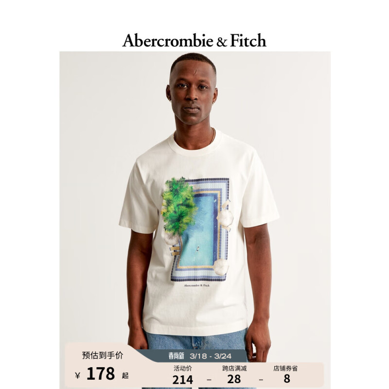 Abercrombie & Fitch 圆领短袖T恤357479-1 83.87元
