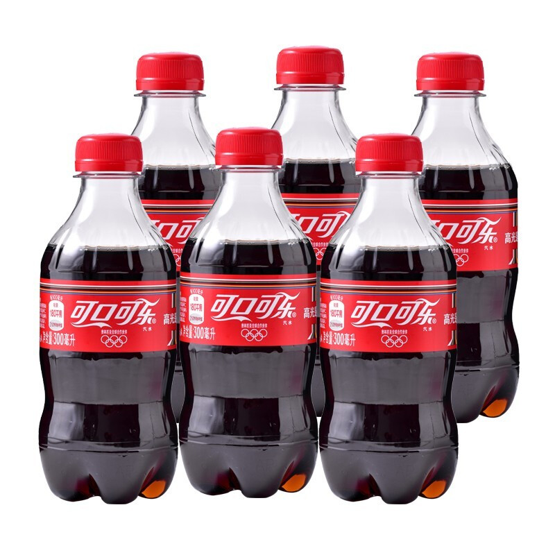 Coca-Cola 可口可乐 汽水碳酸饮料300ml瓶装迷你小瓶装 300mL 6瓶 含糖可乐 6.5元