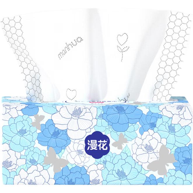 漫花 抽纸 400张大包纸巾大尺寸餐巾纸面巾纸家用抽纸z 山茶花抽纸 5层 400张