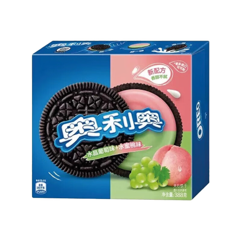 奥利奥（Oreo） 经典夹心饼干 水晶葡萄+水蜜桃味388g*2件 29.86元包邮（需领券