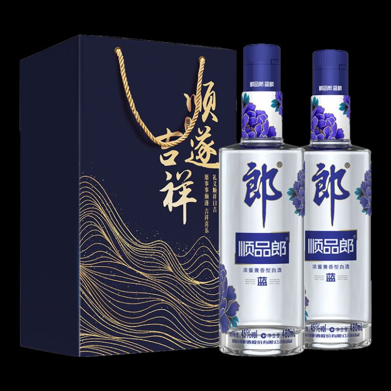 LANGJIU 郎酒 顺品郎蓝顺 45度 浓酱兼香型白酒 480ml*2瓶 礼盒装 83.16元（需用券