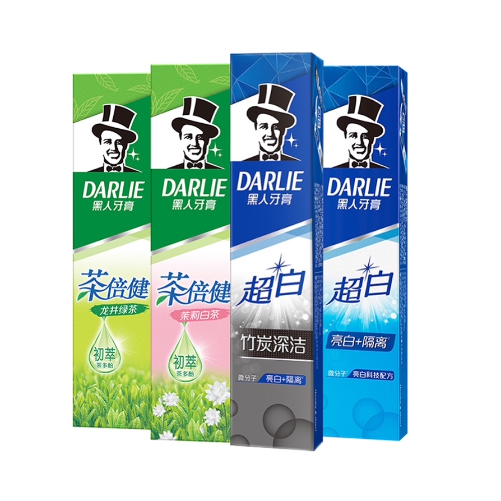 88VIP：DARLIE 好来 牙膏超白茶家庭家用套装190g*4 38.36元（需用券）