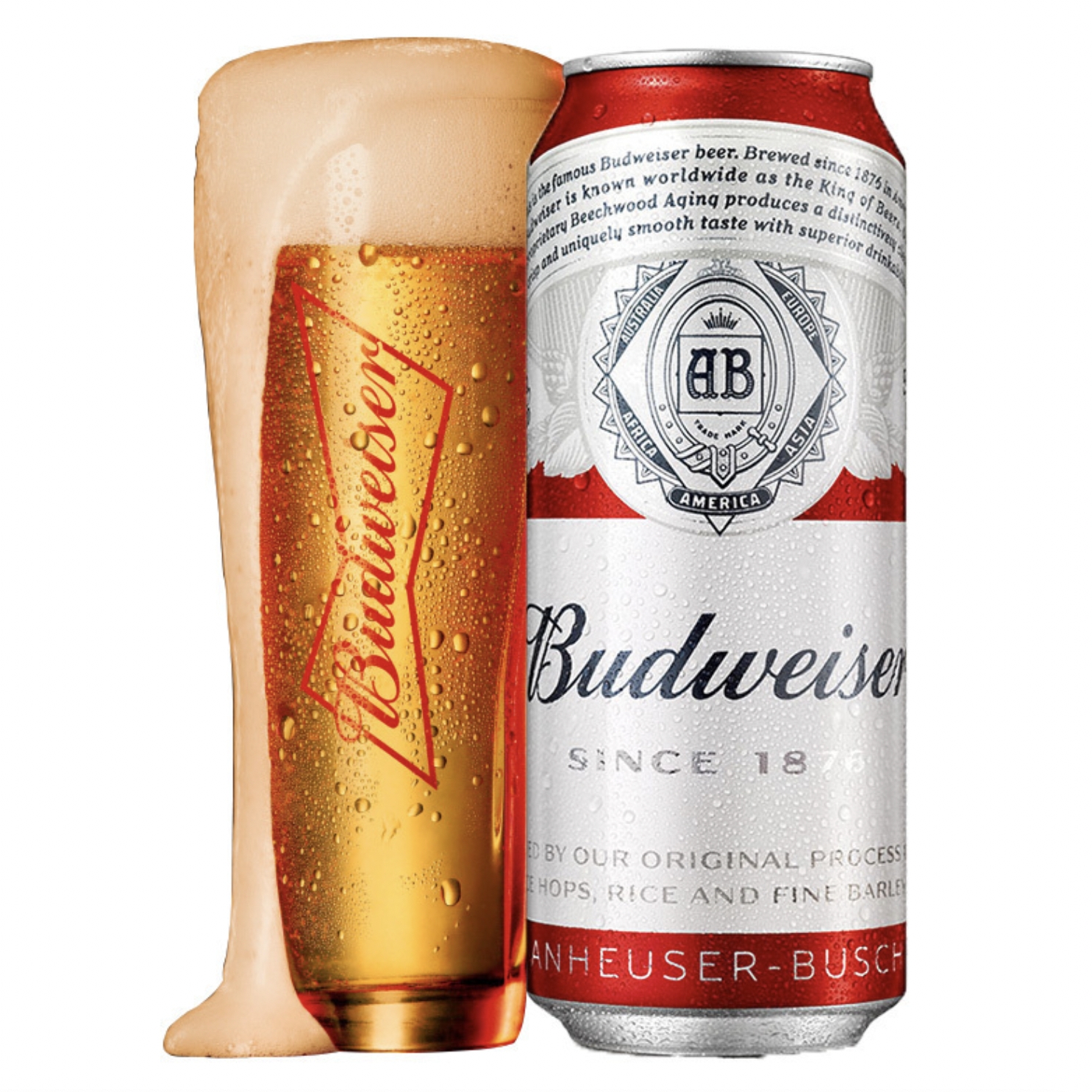 Budweiser 百威 红罐淡色拉格高端小麦啤酒 经典醇正铝罐啤酒 450mL 20罐 整箱装