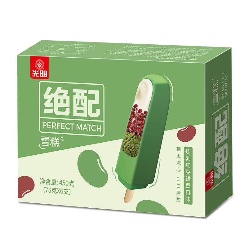 PLUS会员：光明 绝配炼乳红豆绿豆口味冰淇淋 75g*6支 89.55元包邮（17.91元/件