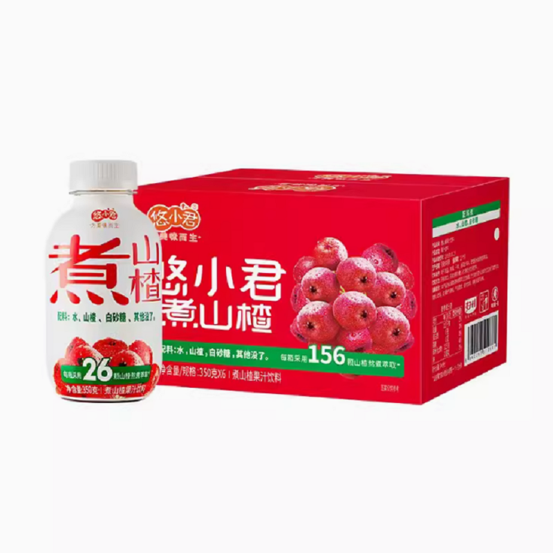 6瓶 悠小君0添加山楂汁350g 券后9.9元