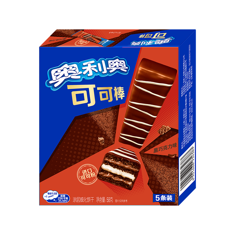 OREO 奥利奥 可可棒 黑巧克力58g*5件 25.1元，折5.02元/件（需用券）