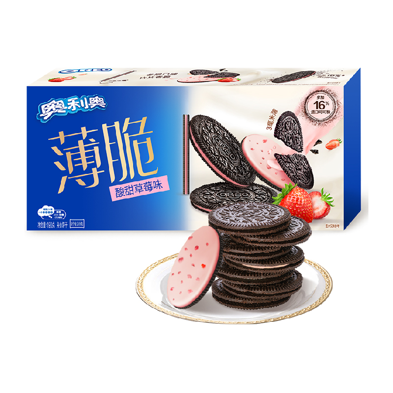 OREO 奥利奥 薄脆饼干酸甜草莓味190g休闲网红儿童零食 10.36元