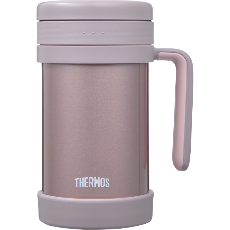 THERMOS 膳魔师 高真空不锈钢商务保温杯带茶漏办公泡茶杯子 500ML TCMF-501 浅粉